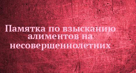 Памятка по взысканию алиментов на несовершеннолетних