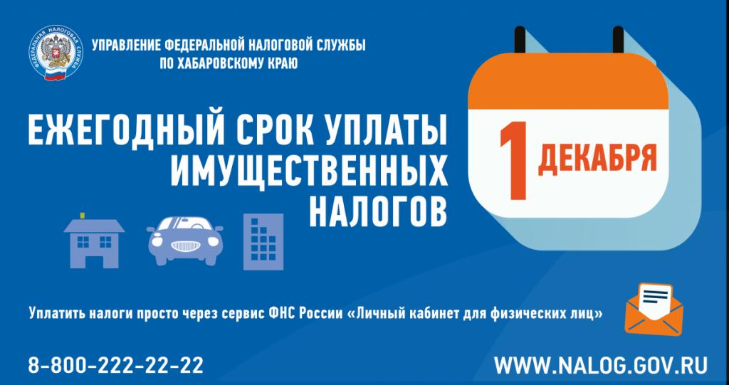 Срок уплаты имущественных налогов истек 1 декабря 2023 года 